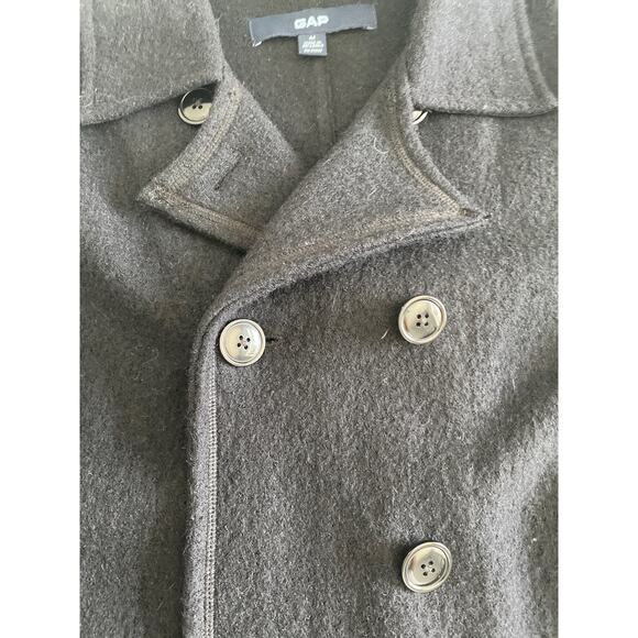 Gap Y2K Women’s 100% Wool Black‎ Pea Swing Coat Jacket Sz M - Picture 6 of 8